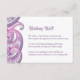 Indiskt bröllopshjärtas önskebrunn, lila & rosa pa tilläggskort