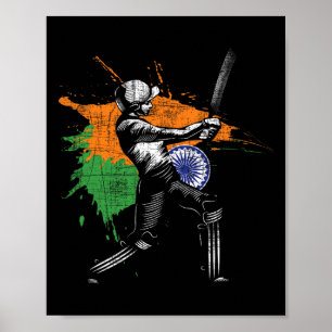 Indiskt cricket-spel - Cricketspelare Tsman Tting Poster
