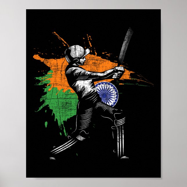 Indiskt cricket-spel - Cricketspelare Tsman Tting  Poster (Framsidan)