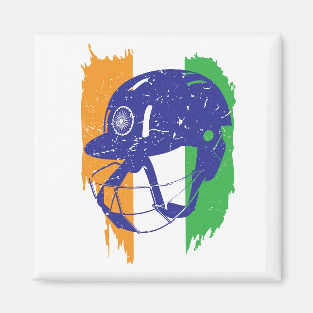 Indiskt Cricket Team Helmet T-Shirt Fläkt Jersey Magnet (Framsidan)
