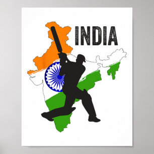 Indiskt crickettröja Indien Cricket Team Älskare S Poster