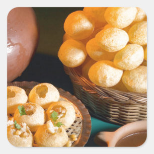 Indiskt cuisinemellanmål för GOLE GAPPAY Panni Fyrkantigt Klistermärke