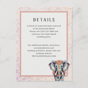 Indiskt detaljförslutningskort för Elephant Bröllo Vykort