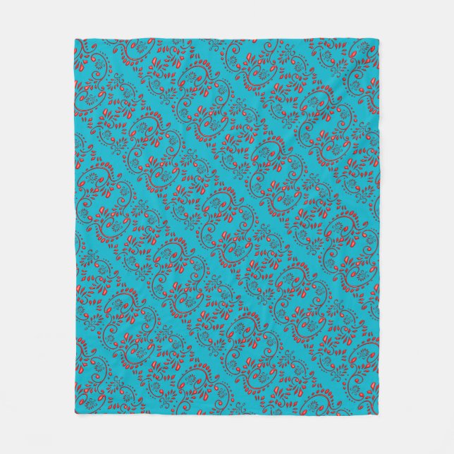 Indiskt fleur de lis hennamönster fleecefilt (Framsidan)