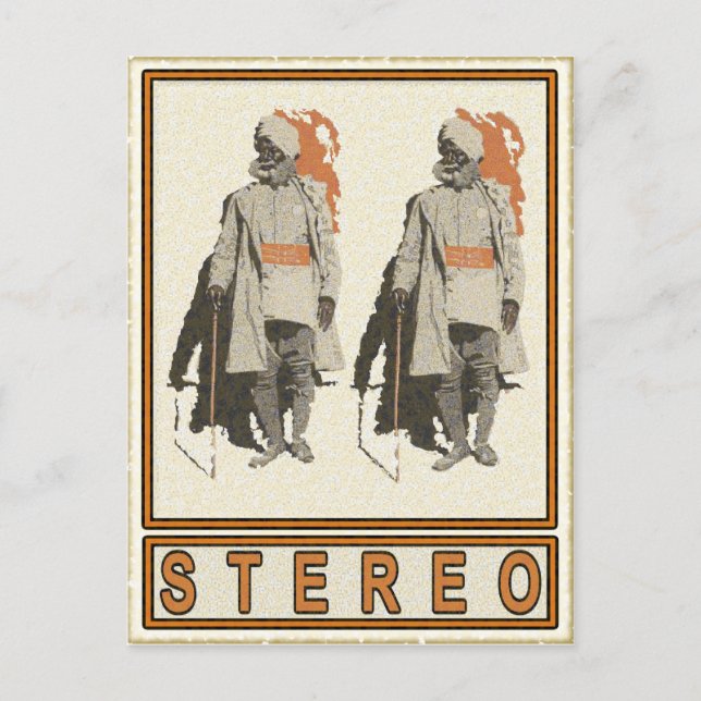 Indiskt hälsningskort, motiv i stereo vykort (Framsida)