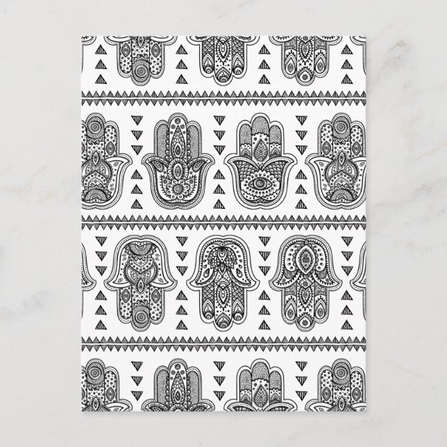 Indiskt Hamsa-doodle ritad för hand Vykort (Framsida)