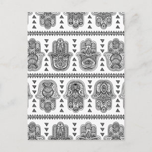 Indiskt Hamsa-doodle ritad för hand Vykort