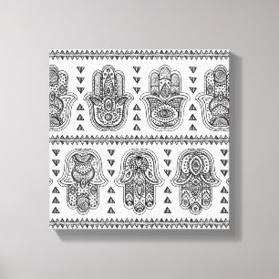 Indiskt hand plockadeHamsa klotter 6 Canvastryck