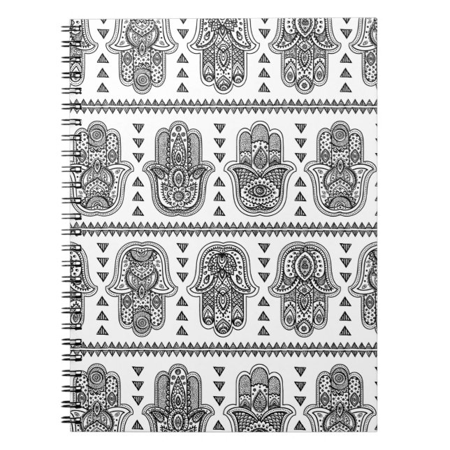 Indiskt hand plockadeHamsa klotter Anteckningsbok Med Spiral (Framsidan)