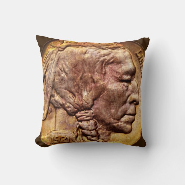 Indiskt Head mynt myntar western stilkonst för Kudde (Framsida)