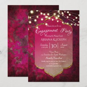 Indiskt inspirerad Boho Damask i djuprosa Inbjudningar