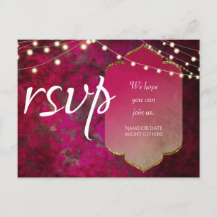 Indiskt inspirerad Boho Damask i djuprosa Vykort