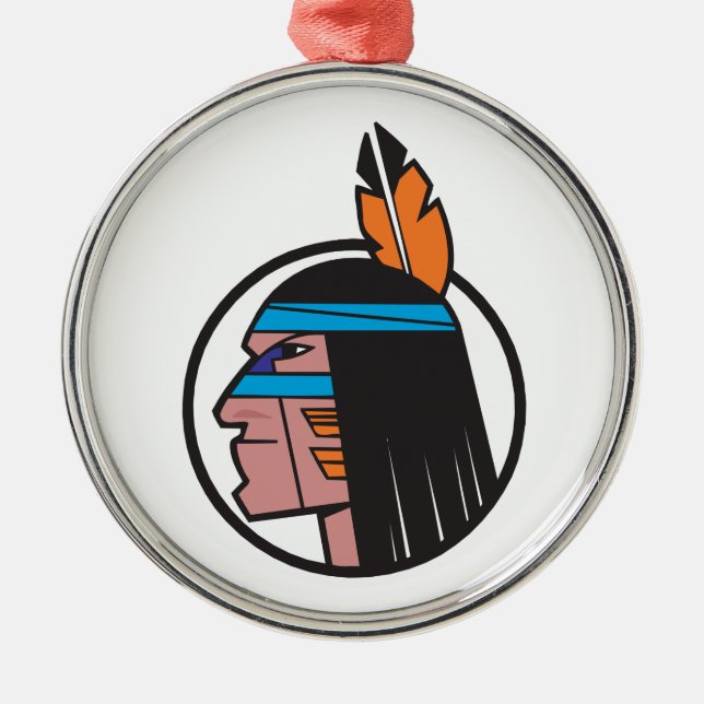 Indiskt krigarehuvud julgransprydnad metall (Framsidan)