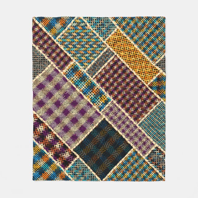 Indiskt lappverk: Textured Canvas Imitation. Fleecefilt (Framsidan)