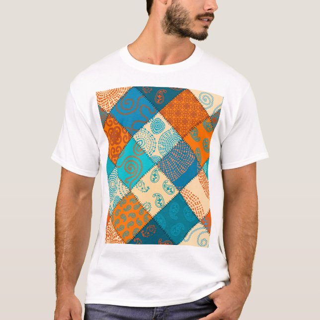 Indiskt lappverk: vintage sömlös mönster. t shirt (Framsida)