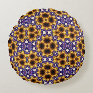 Indiskt Mandala Geometriskt Art Deco Sömlöst Mönst Rund Kudde