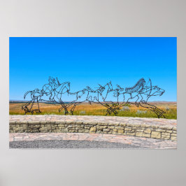 Indiskt minnesskulptur, Little Bighorn, Montana Poster