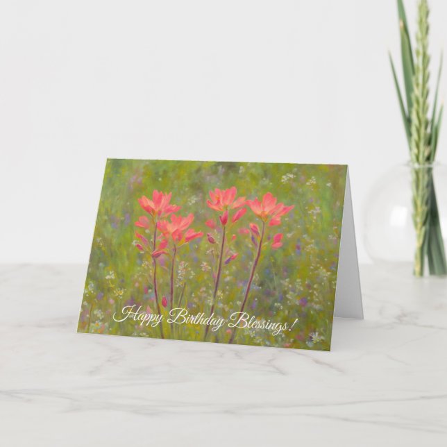 Indiskt penseljéjdblommor Faith Birthday-kort Kort (Framsida)