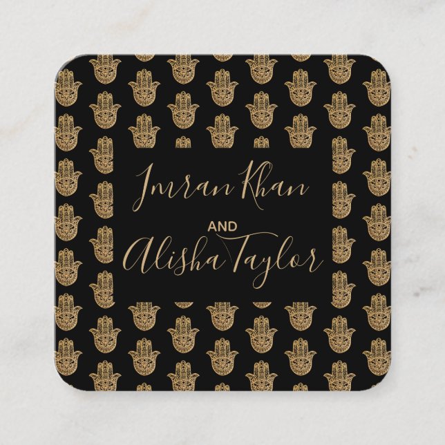 Indiskt vigselguld hamsa henna kallelse tilläggskort (Framsida)