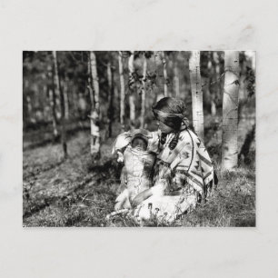 Indiskt vintageporträtt för indian vykort