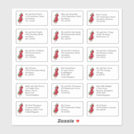 Individuell Bröllop gäst Namn Adress Röd ros Klistermärken