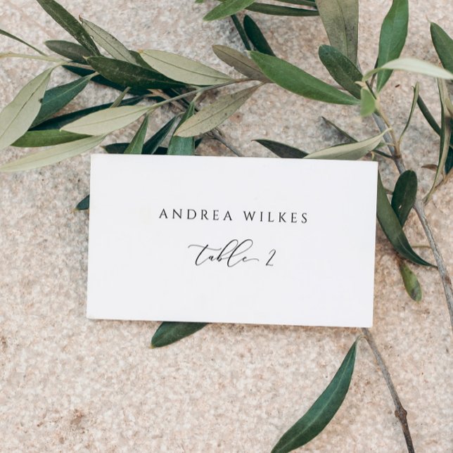 Individuella Enkla Moderna Bröllopsplatskort (Elegant Romantic Simple Individual Custom Printed Wedding Place Cards - Flat)