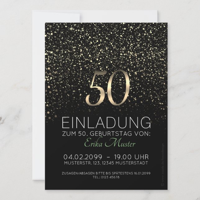 Individuelle Einladungskarten 50. Geburtstag Meddelande (Framsida)
