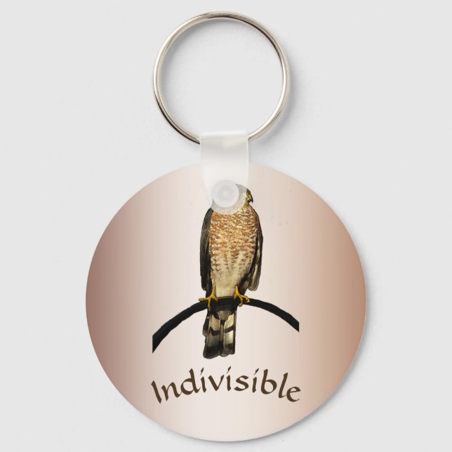 Indivisible Brown Hawk Bird Keychain Nyckelring (Framsida)