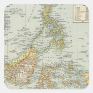Indo china och malaysisk skärgård fyrkantigt klistermärke