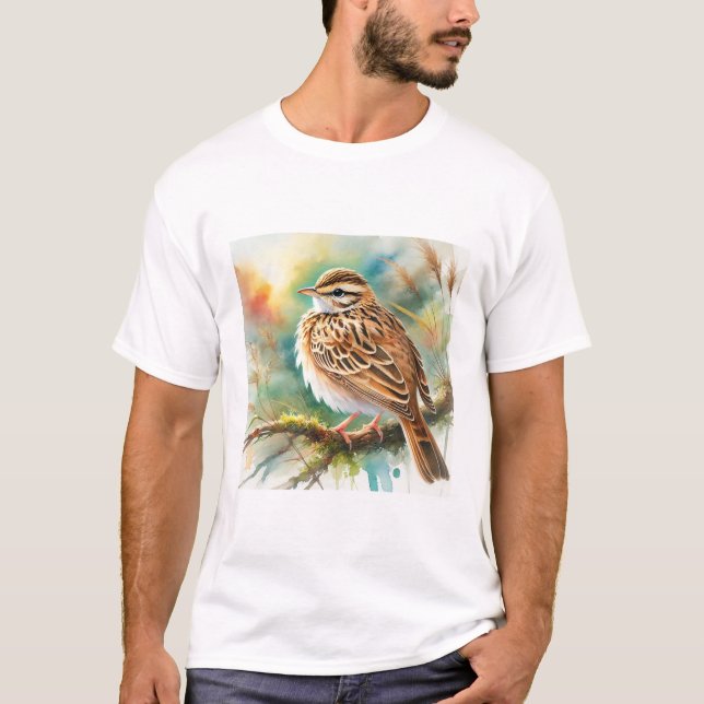 Indochinese Lark 241024AREF124 - Watercolor T Shirt (Framsida)