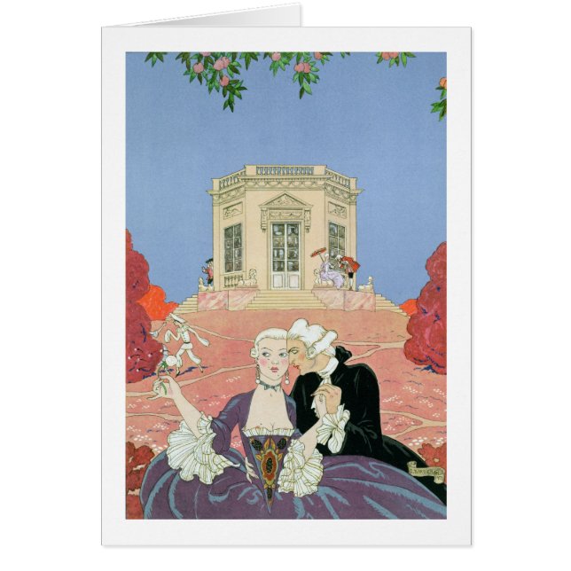 Indolentsen, illustration för 'Fetes Galantes Hälsningskort (Framsidan)