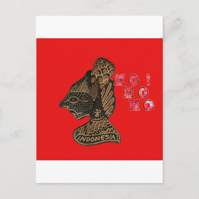 Indon esi Shadow Puppet Hohoho Design på Red canva Helg Vykort (Framsida)