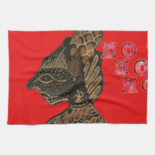 Indon esi Shadow Puppet Hohoho Design på Red canva Kökshandduk