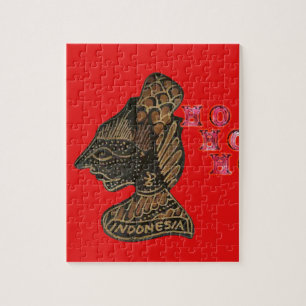 Indon esi Shadow Puppet Hohoho Design på Red canva Pussel