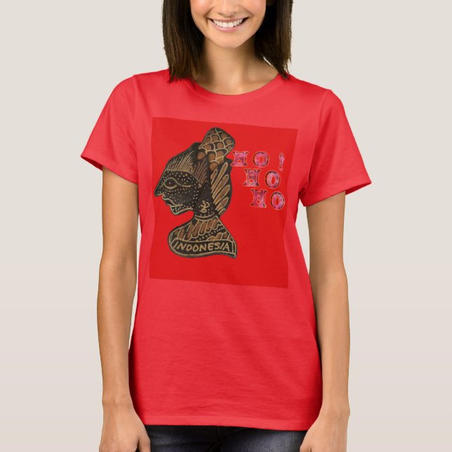 Indon esi Shadow Puppet Hohoho Design på Red canva T Shirt (Framsida)