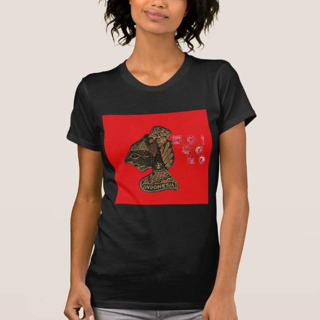 Indon esi Shadow Puppet Hohoho Design på Red canva T-shirt (Framsida)