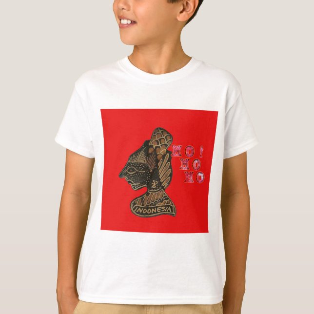 Indon esi Shadow Puppet Hohoho Design på Red canva Tee Shirt (Framsida)
