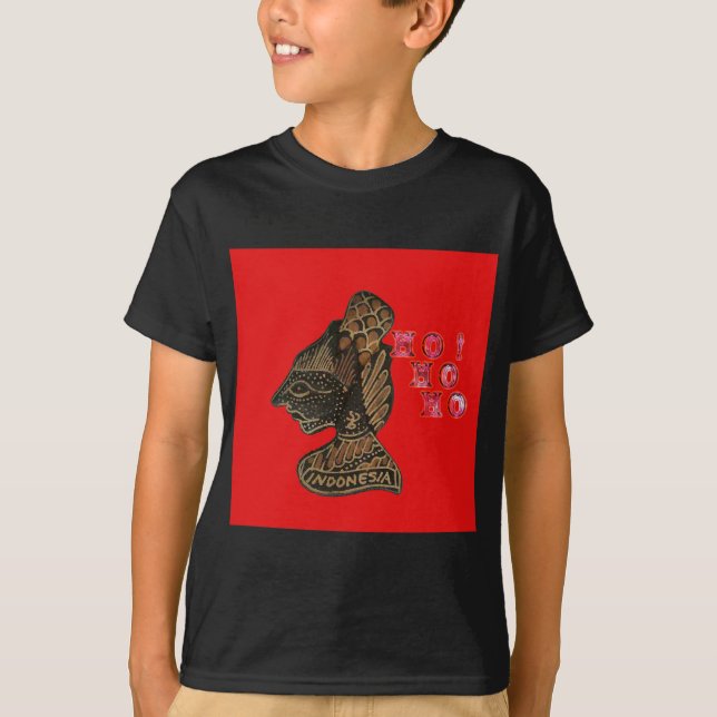 Indon esi Shadow Puppet Hohoho Design på Red canva Tee Shirt (Framsida)