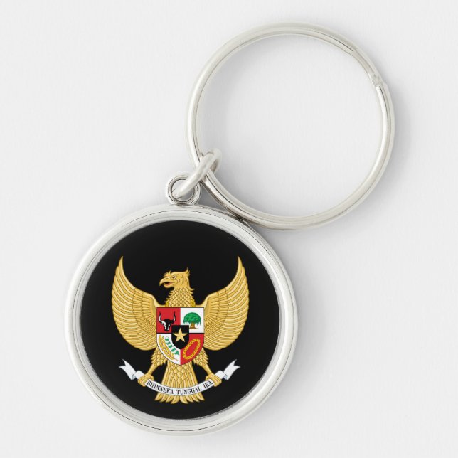 indonesia emblem rund silverfärgad nyckelring (Framsidan)