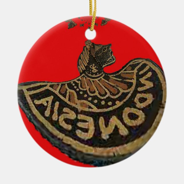 Indonesia Javanese Shadow Puppet Cultural Art Julgransprydnad Keramik (Framsidan)