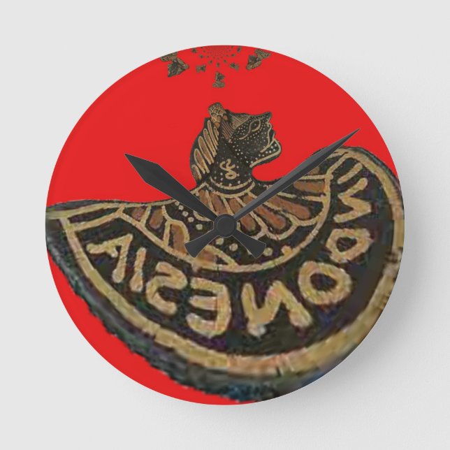 Indonesia Javanese Shadow Puppet Cultural Art Rund Klocka (Framsida)