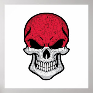 Indonesia Smiling Skull Flagga f Poster