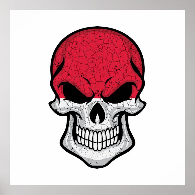Indonesia Smiling Skull Flagga f Poster (Framsidan)