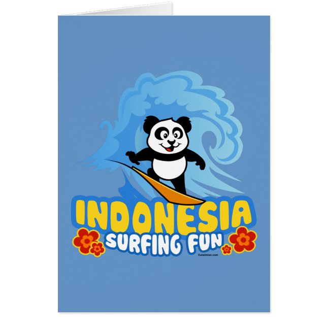 Indonesia Surfing Panda Hälsningskort (Framsidan)
