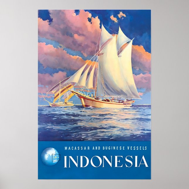 Indonesia Travel Poster Bugis People Art Buginese  (Framsidan)