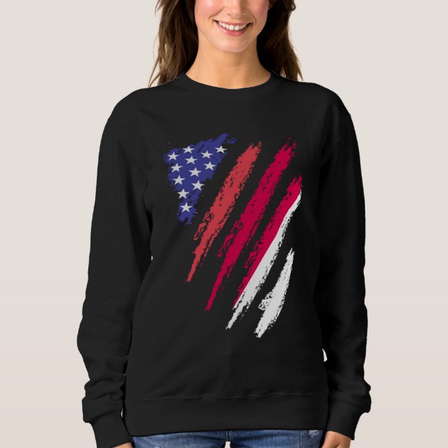 Indonesian American Patriot Grown Heart Flag Strip T Shirt (Framsida)