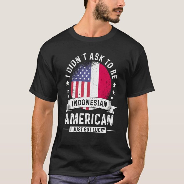 Indonesian American Patriot Grown Humor Flag T Shirt (Framsida)