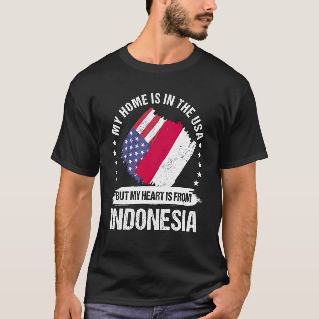 Indonesian American Patriot Grown Proud My Heart i T Shirt (Framsida)