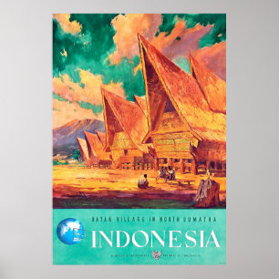 Indonesien, byn Batak i norra Sumatra Poster