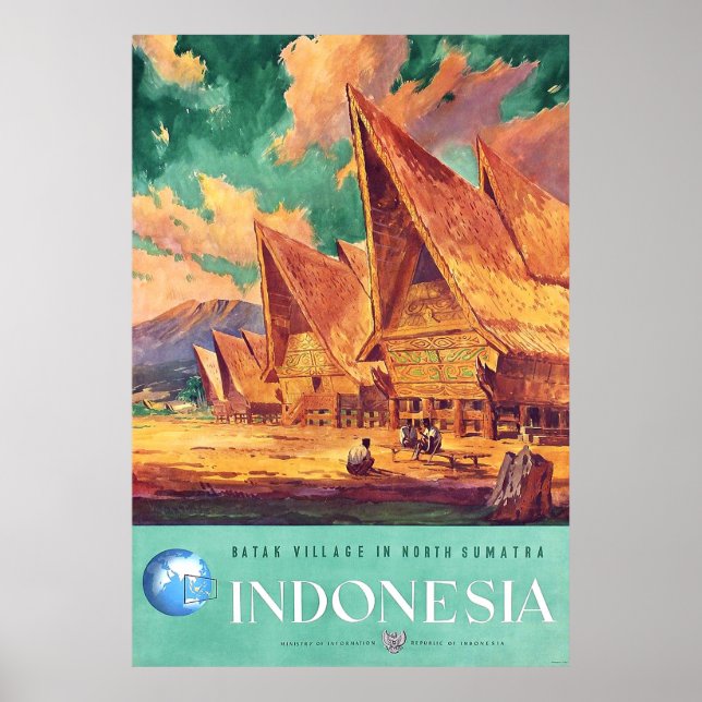 Indonesien, byn Batak i norra Sumatra Poster (Framsidan)